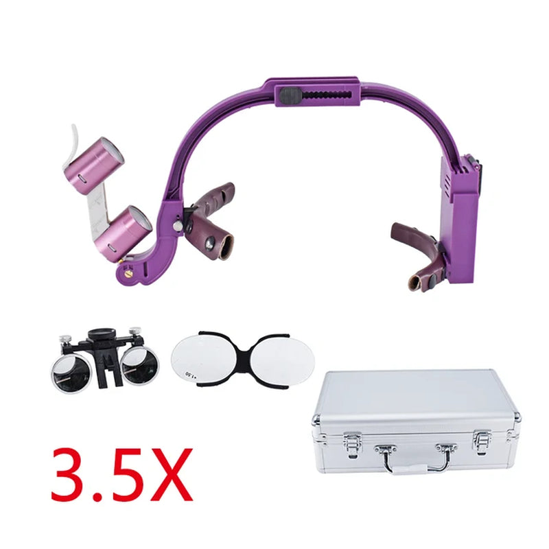 Dental LED Headlight Binocular Loupes  2.5X/3.5X Headband Ajustable 5W Dentist Surgical Headlamp Dentistry Magnifier