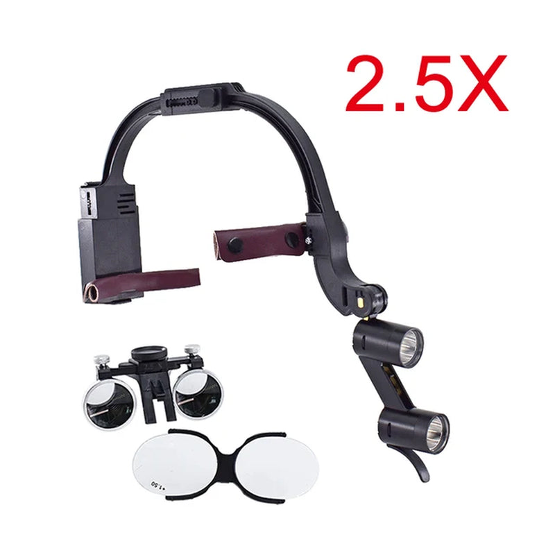 Dental LED Headlight Binocular Loupes  2.5X/3.5X Headband Ajustable 5W Dentist Surgical Headlamp Dentistry Magnifier