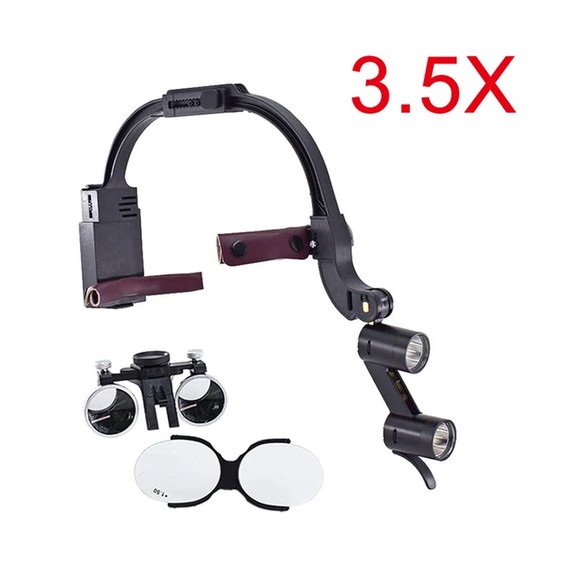 Dental LED Headlight Binocular Loupes  2.5X/3.5X Headband Ajustable 5W Dentist Surgical Headlamp Dentistry Magnifier