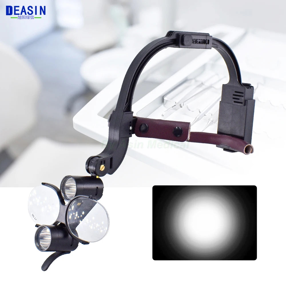 Dental LED Headlight Binocular Loupes  2.5X/3.5X Headband Ajustable 5W Dentist Surgical Headlamp Dentistry Magnifier